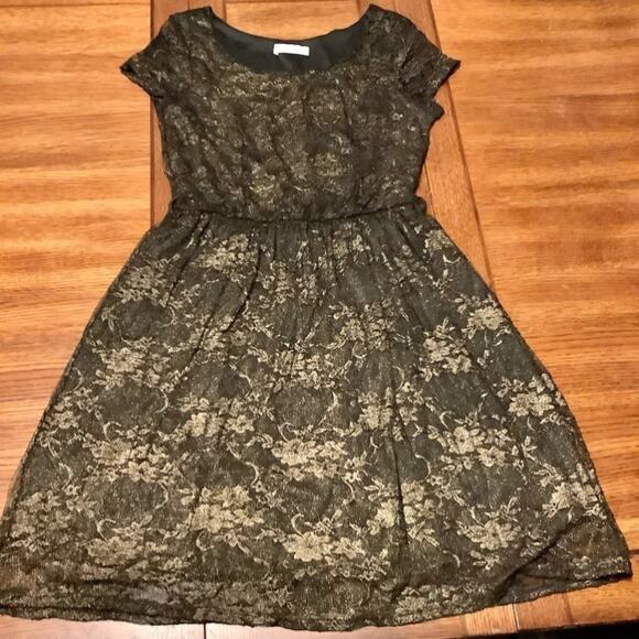 Vintage Body Central Floral Lace Black & Gold Dress Size S - Picture 5 of 10